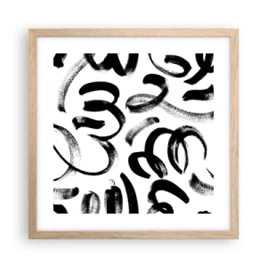 Plakat w ramie jasny dąb - Czarno na białym - 40x40 cm