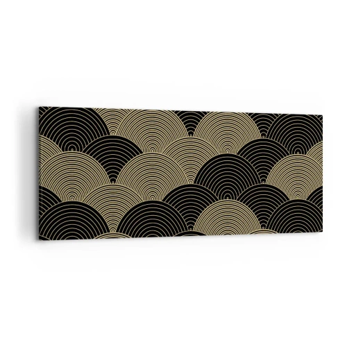 Obraz na płótnie - Wzór w stylu art deco z półokręgami i złotymi liniami - 120x50cm - Jedność w wielości - Nowoczesna dekoracja ścienna do salonu i sypialni ARTTOR