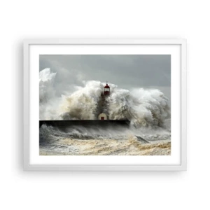 Plakat w białej ramie - Gniew oceanu - 50x40 cm