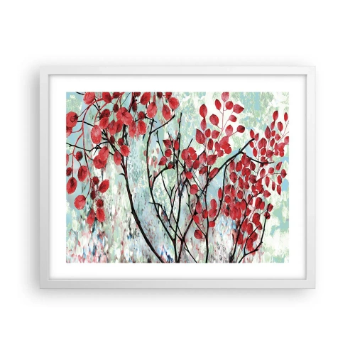 Plakat w białej ramie - Drzewo w szkarłacie - 50x40 cm