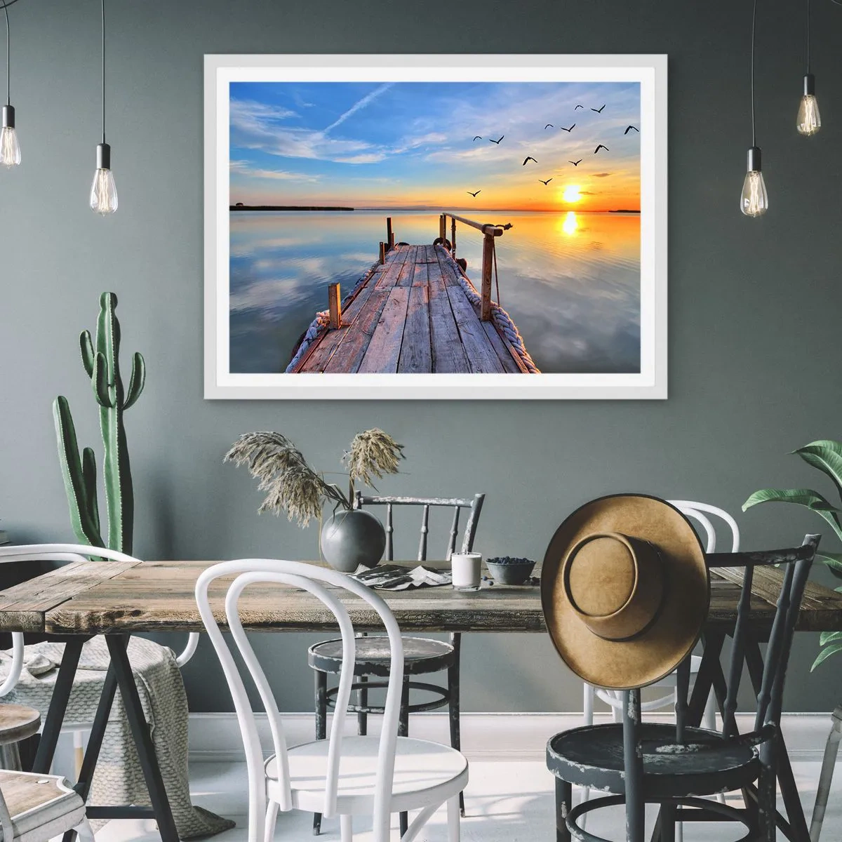 Plakat w białej ramie - Iść przed siebie ku słońcu - 50x40 cm