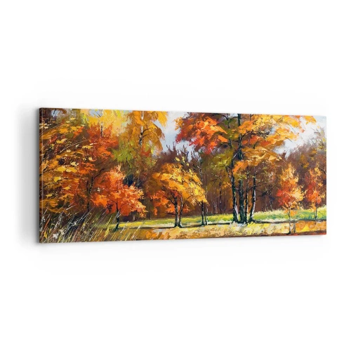 Obraz na płótnie - Pejzaż w złocie i brązie - 100x40 cm