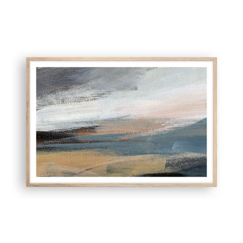 Plakat w ramie jasny dąb - Abstrakcja: pejzaż północny - 91x61 cm