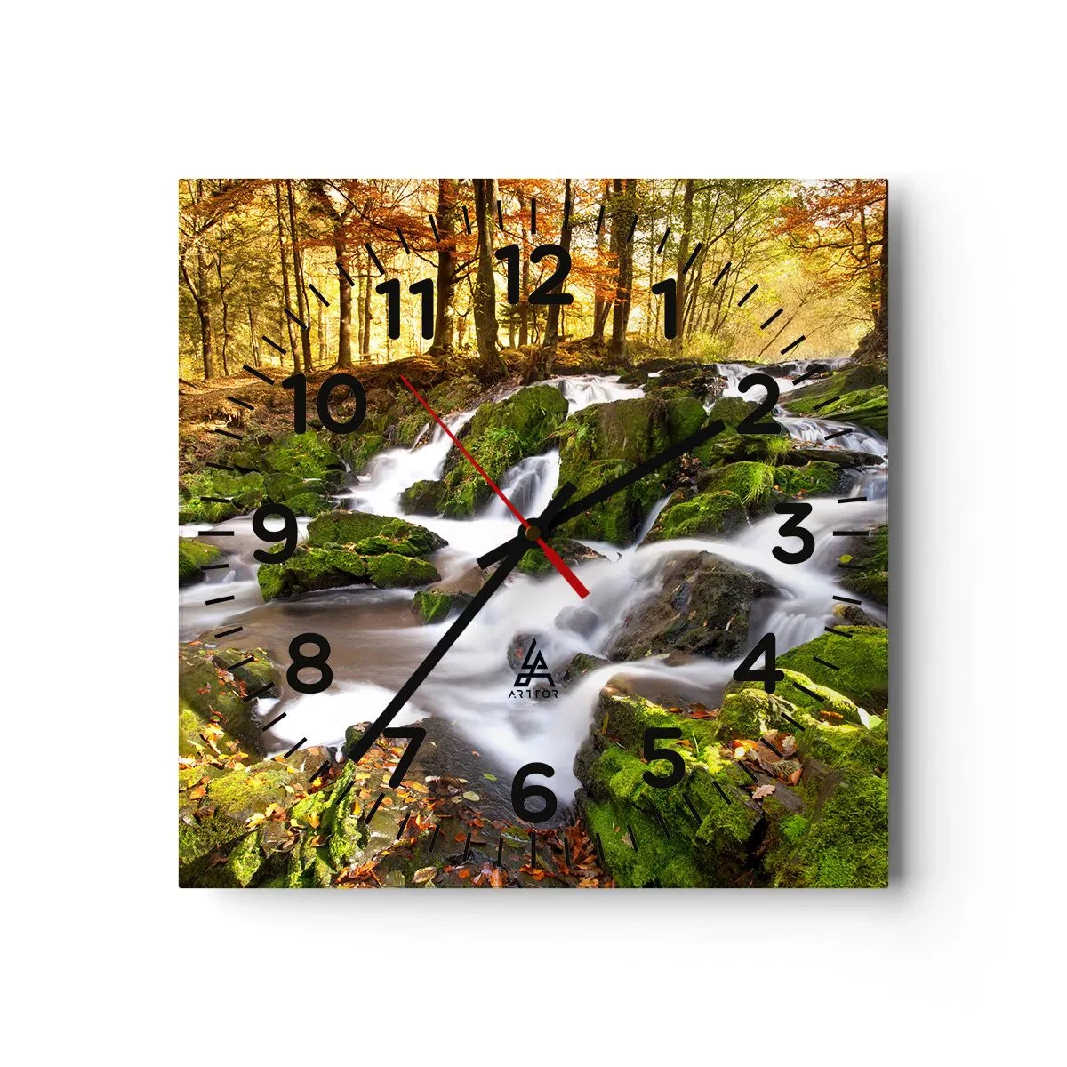 Zegar ścienny - Bystro przez jesienny las - 30x30 cm