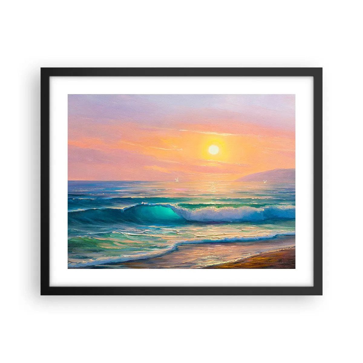 Plakat w czarnej ramie - Turkusowa pieśń fal - 50x40 cm