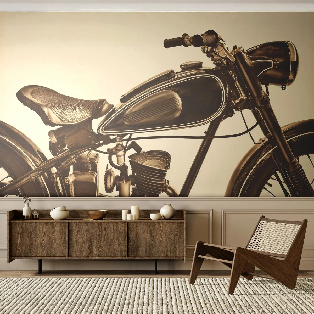 Fototapeta Premium Canvas - Tęsknota za klasyką - Motocykl, Vintage, Motoryzacja - 250x175 cm