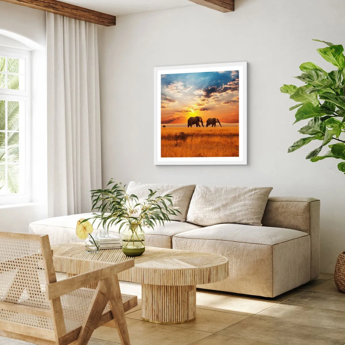 Plakat w białej ramie - Rodzinna przechadzka - 60x60 cm