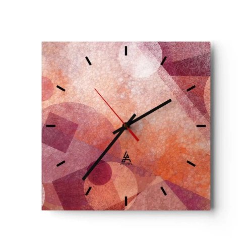 Zegar ścienny - Przekształcenia geometryczne w różu - 40x40 cm