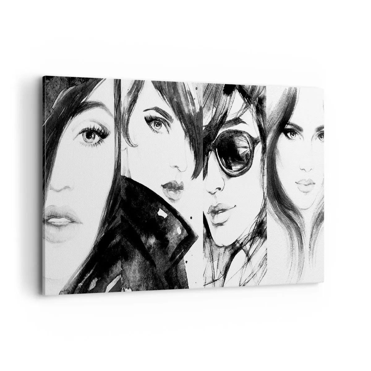 Obraz na płótnie - Stylowe portrety kobiet w monochromatycznej tonacji - 120x80cm - Uroda zwielokrotniona - Nowoczesna dekoracja ścienna do salonu, kuchni i sypialni ARTTOR