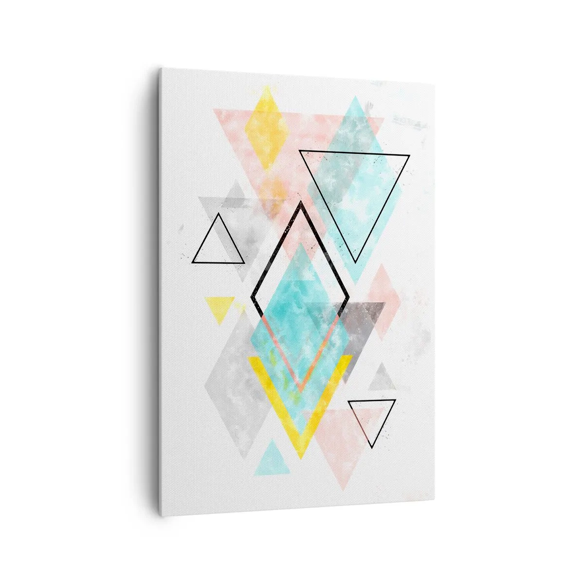 Obraz na płótnie - Kolorowe geometryczne wzory na białym tle - 70x100cm - Igraszka geometryczna - Nowoczesna dekoracja ścienna do salonu i sypialni ARTTOR