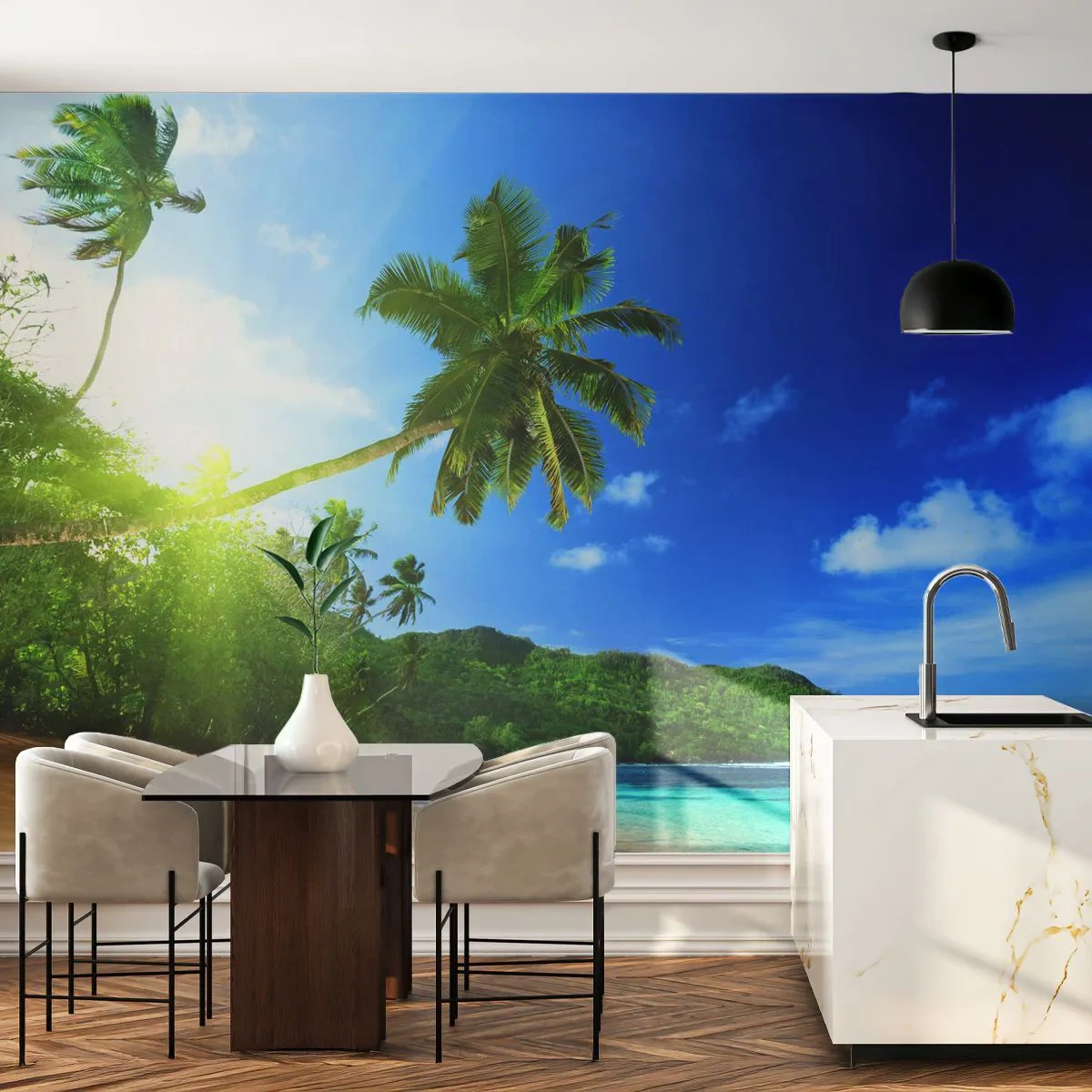 Fototapeta Samoprzylepna Deluxe Sticker - Łagodny dotyk tropików - Krajobraz, Ocean, Plaża - 250x175 cm