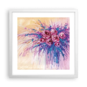 Plakat w białej ramie - Różana fontanna - 40x40 cm