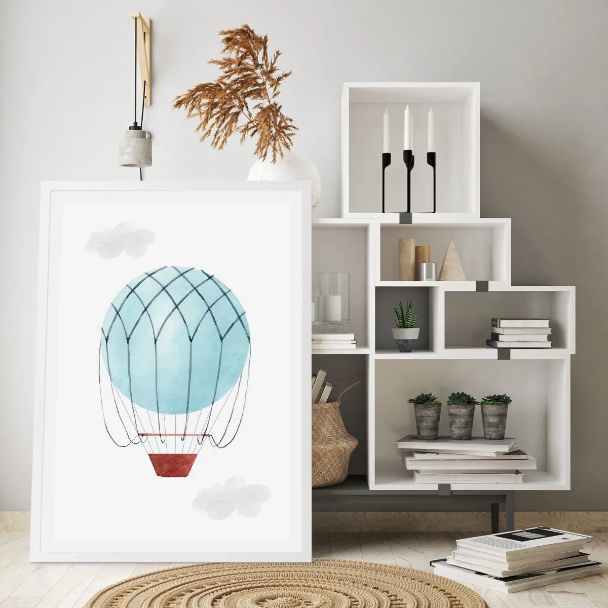 Plakat w białej ramie - Cały w chmurach - 70x100 cm