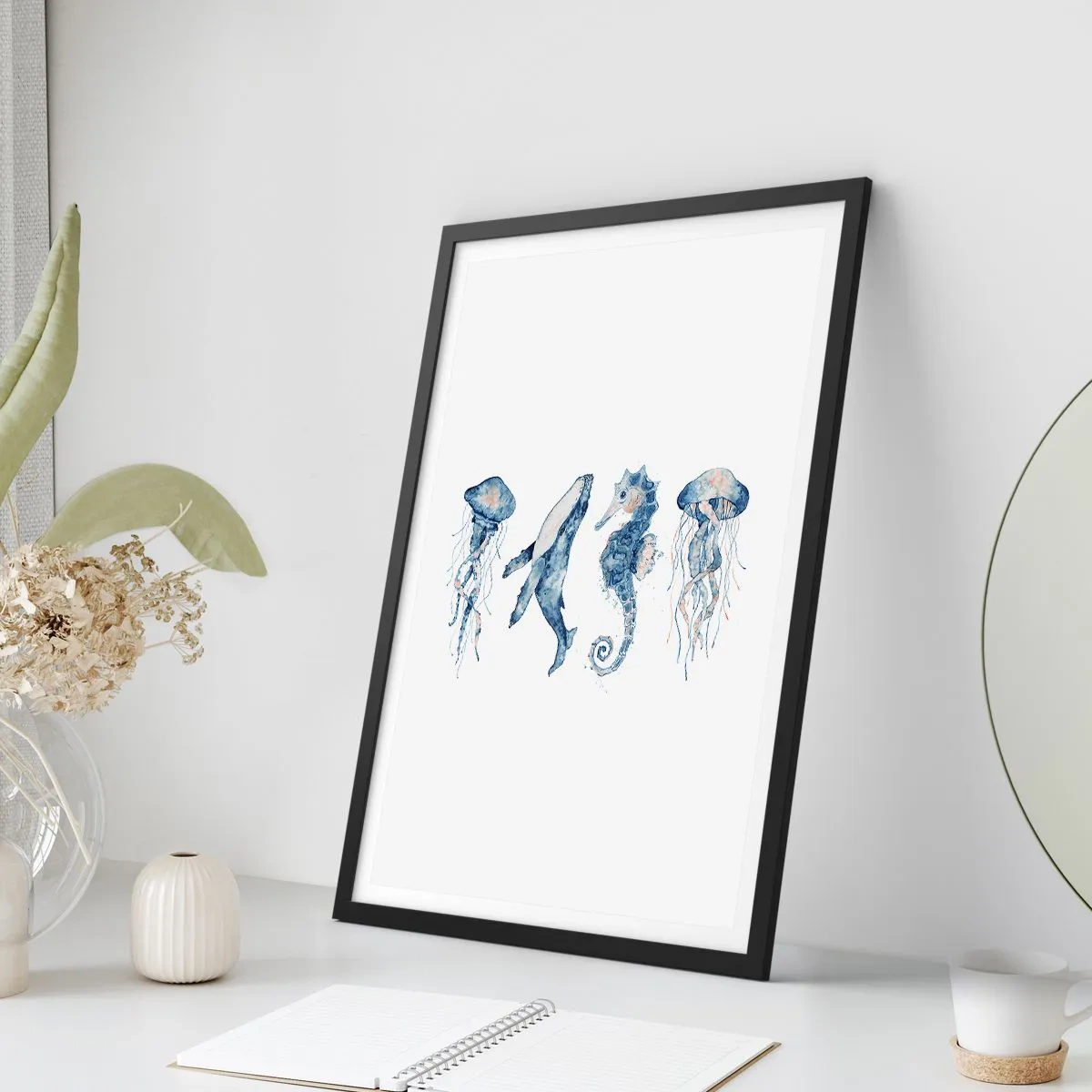 Plakat w czarnej ramie - Morskie dziwy - 40x50 cm