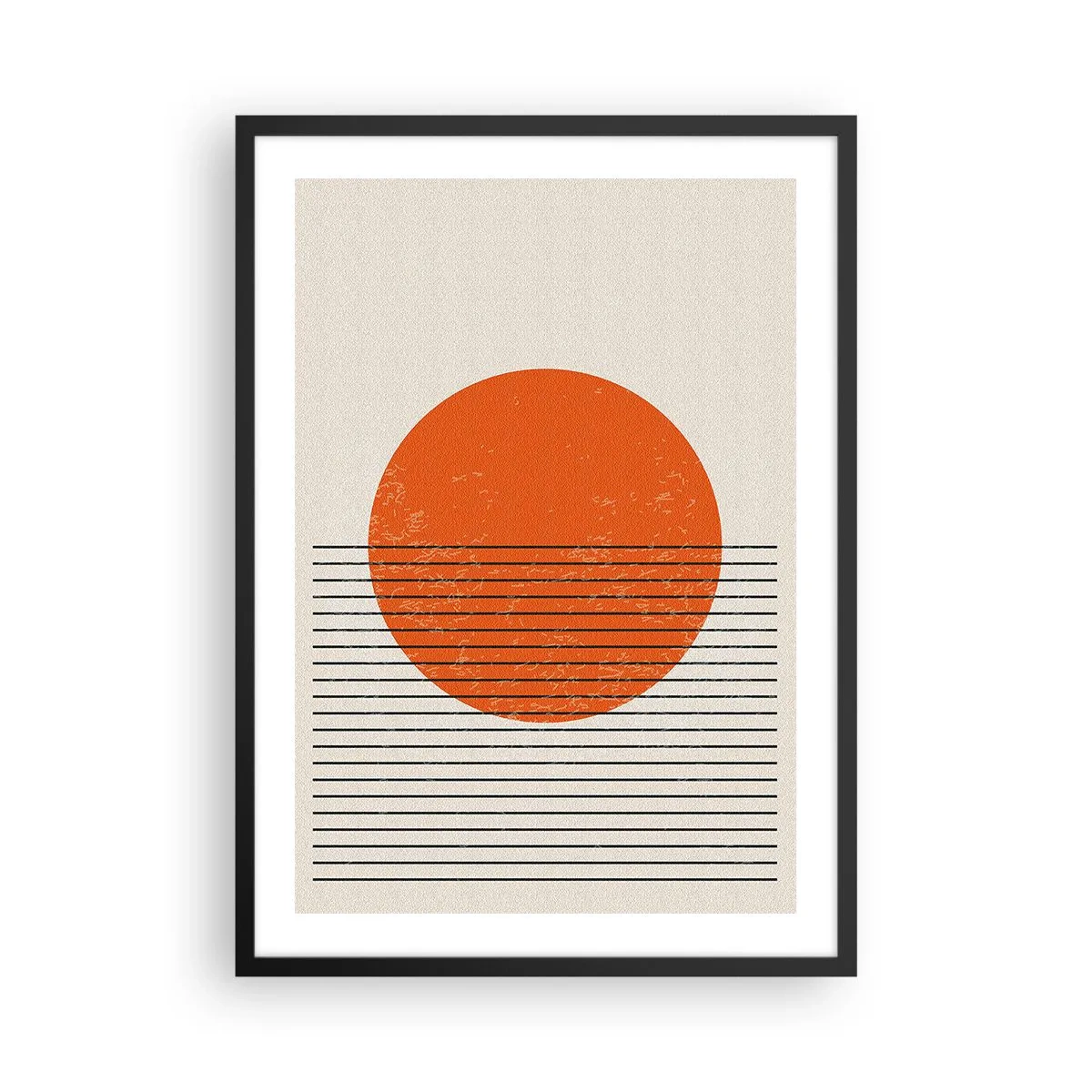 Plakat w czarnej ramie - Minimalistyczny zachód słońca w geometrycznej formie - 50x70cm - Zawsze słońce - Nowoczesna dekoracja ścienna do salonu i sypialni ARTTOR