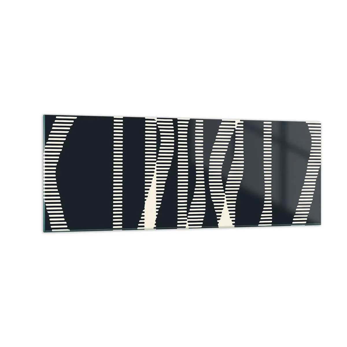 Obraz na szkle - Geometryczne linie w jasnych odcieniach na ciemnym tle - 140x50cm - Próba przełamania ciemności - Nowoczesna dekoracja ścienna do salonu i sypialni ARTTOR