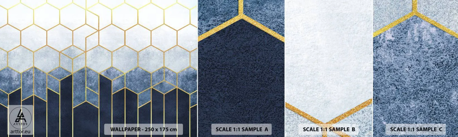 Fototapeta Próbka Standard Eco - Kompozycja w synkopowym rytmie - Abstrakcja, Sztuka, Hexagon - 100x30 cm