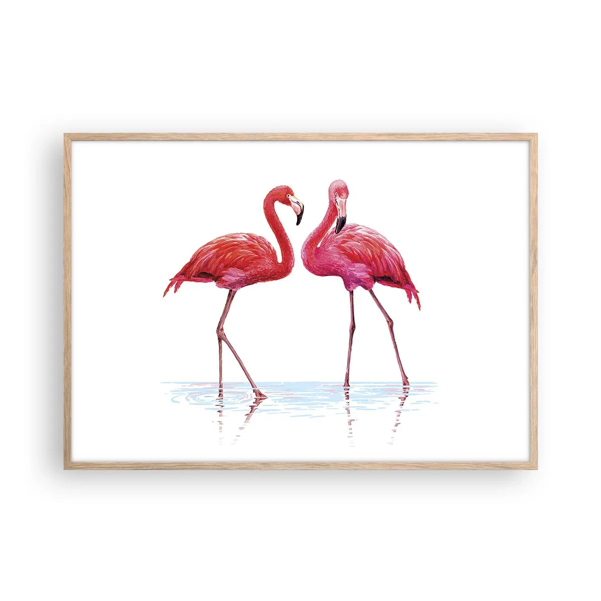 Plakat w ramie jasny dąb - Różowe randez-vous - 100x70 cm