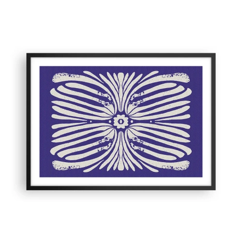 Plakat w czarnej ramie - Etniczny wzór w odcieniach fioletu i bieli - 70x50cm - Etniczne inspiracje - Nowoczesna dekoracja ścienna do salonu i sypialni ARTTOR