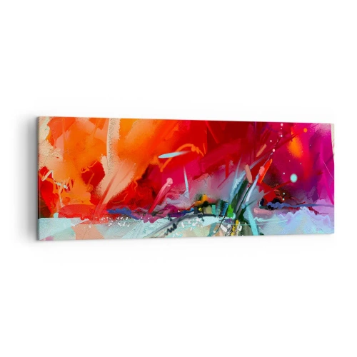 Obraz na płótnie - Abstrakcyjny krajobraz w intensywnych barwach - 140x50cm - Eksplozja świateł i barw - Nowoczesna dekoracja ścienna do salonu i sypialni ARTTOR