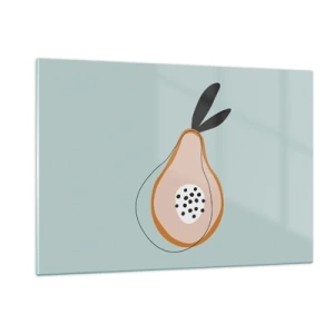 Obraz na szkle - Abstrakcyjna ilustracja gruszki w stylu minimalistycznym - 120x80cm - Przeniknąć w naturę rzeczy - Nowoczesna dekoracja ścienna do salonu, kuchni i sypialni ARTTOR