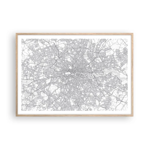 Plakat w ramie jasny dąb - Mapa londyńskiego labiryntu - 100x70 cm