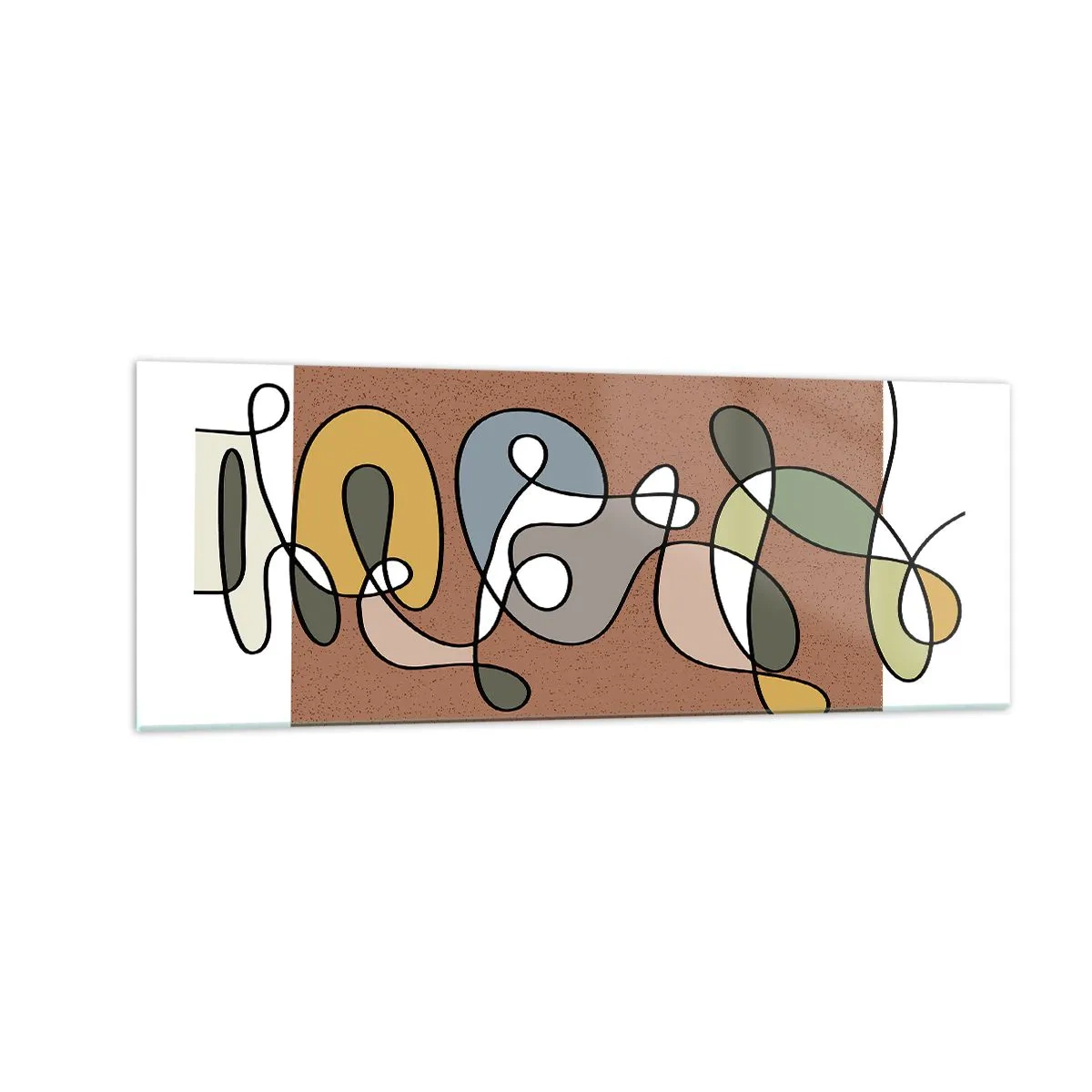 Obraz na szkle - Kolorowa abstrakcja z plamami i liniami - 140x50cm - Abstrakcja warta uśmiechu - Nowoczesna dekoracja ścienna do salonu i sypialni ARTTOR