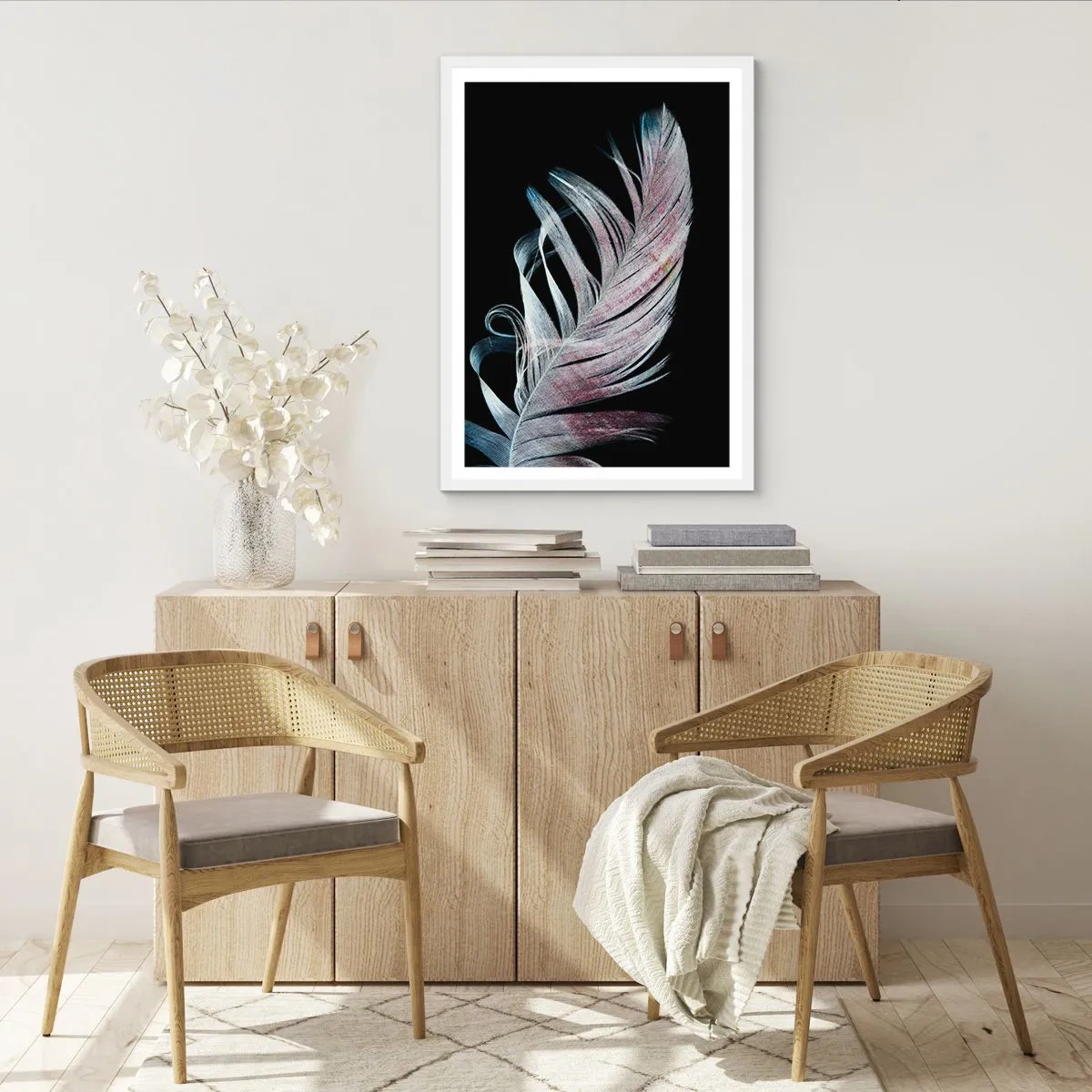 Plakat w białej ramie - Pomyśl o dotyku - 50x70 cm