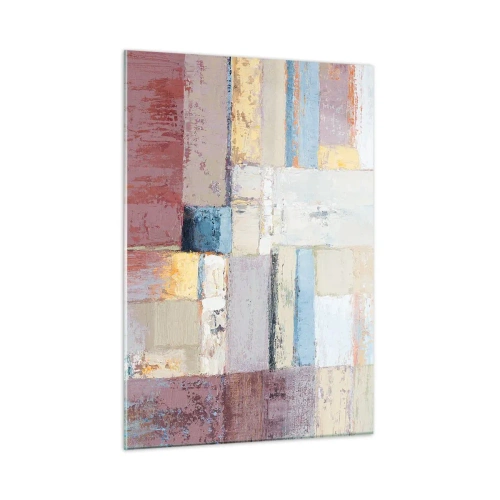 Obraz na szkle - Abstrakcyjna kompozycja geometryczna w pastelowych kolorach - 50x70cm - Spokój geometrii - Nowoczesna dekoracja ścienna do salonu, kuchni i sypialni ARTTOR