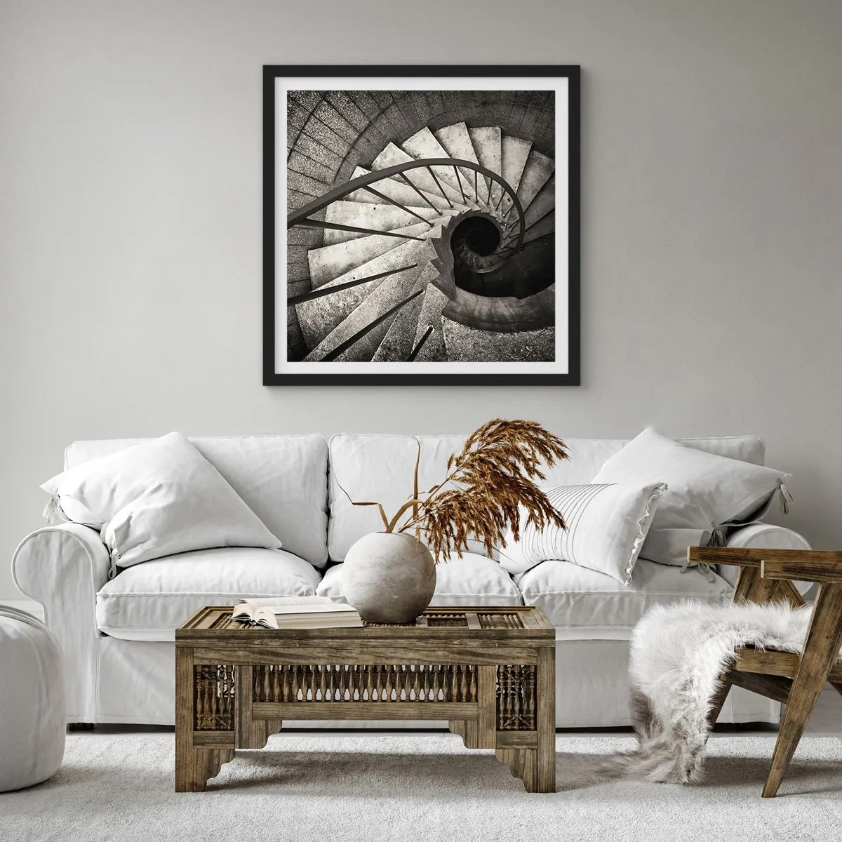 Plakat w czarnej ramie - Schodami w górę, schodami w dół - 50x50 cm