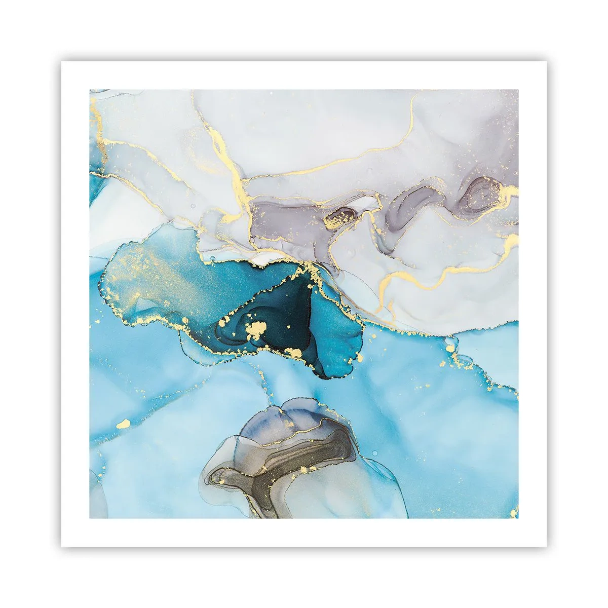 Plakat - Studium spotkania szarości z turkusem - 60x60 cm