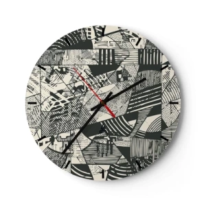 Zegar ścienny - Geometryczny abstrakcyjny wzór w stylu graficznym - 30x30cm - Dynamika współczesności - Nowoczesna dekoracja ścienna do salonu, kuchni i sypialni ARTTOR