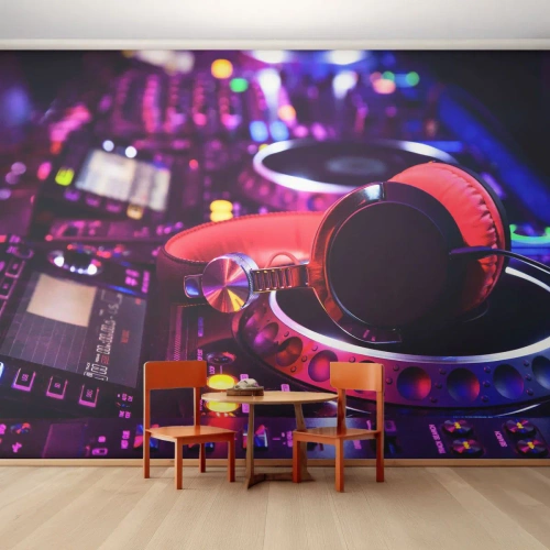 Fototapeta Premium Canvas - Zanim się zacznie zabawa - Muzyka, Studio Muzyczne, Słuchawki - 250x175 cm