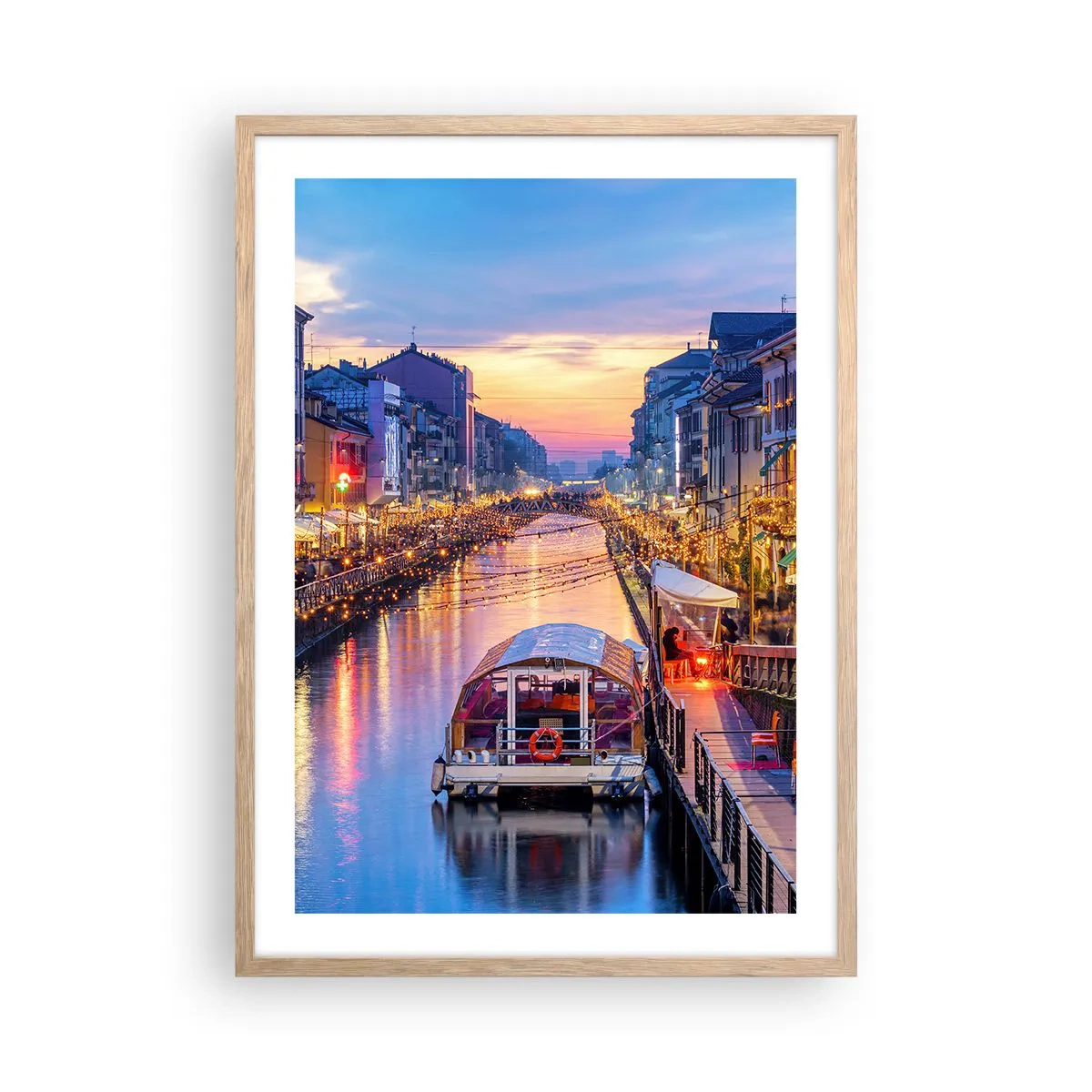 Plakat w ramie jasny dąb - Wieczór światła i zabawy - 50x70 cm