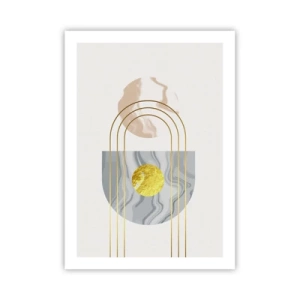 Plakat - Geometryczne wzory z elementami złota na jasnym tle - 50x70cm - Jasność i blask - Nowoczesna dekoracja ścienna do salonu, kuchni i sypialni ARTTOR