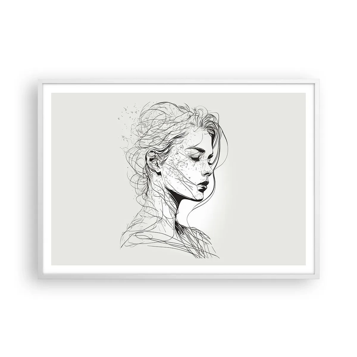Plakat w białej ramie - Portret w zamyśleniu - 100x70 cm