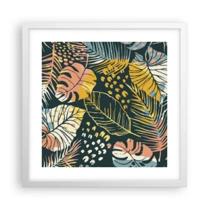 Plakat w białej ramie - Liściasta fantazja - 40x40 cm