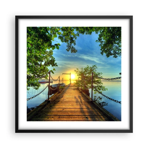 Plakat w czarnej ramie - Zachód nad wodą - 50x50 cm