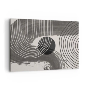 Obraz na płótnie - Geometryczne linie i owale w monochromatycznych odcieniach - 100x70cm - Owal zwycięża - Nowoczesna dekoracja ścienna do salonu, kuchni i sypialni ARTTOR