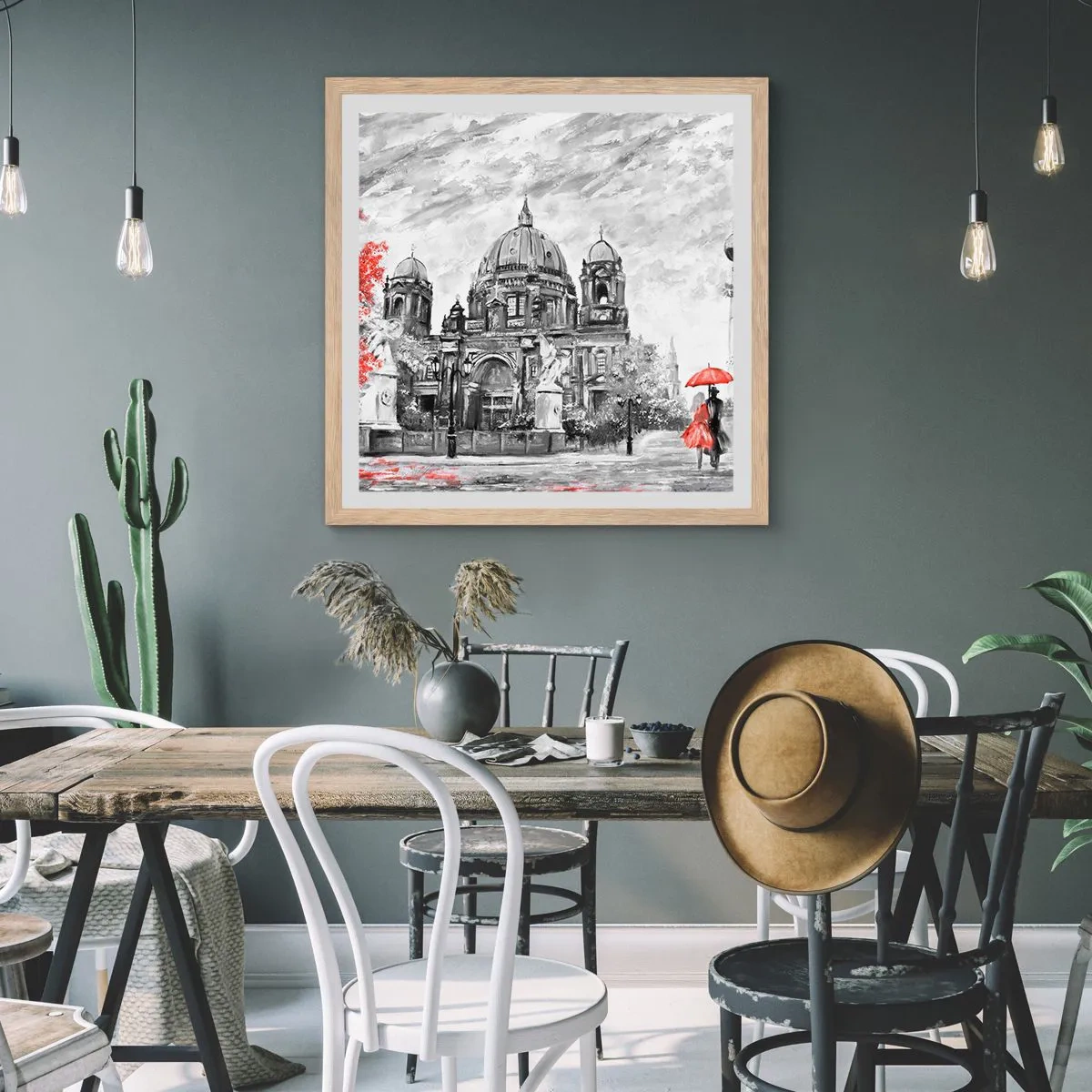 Plakat w ramie jasny dąb - Berlińskie spotkanie - 30x30 cm