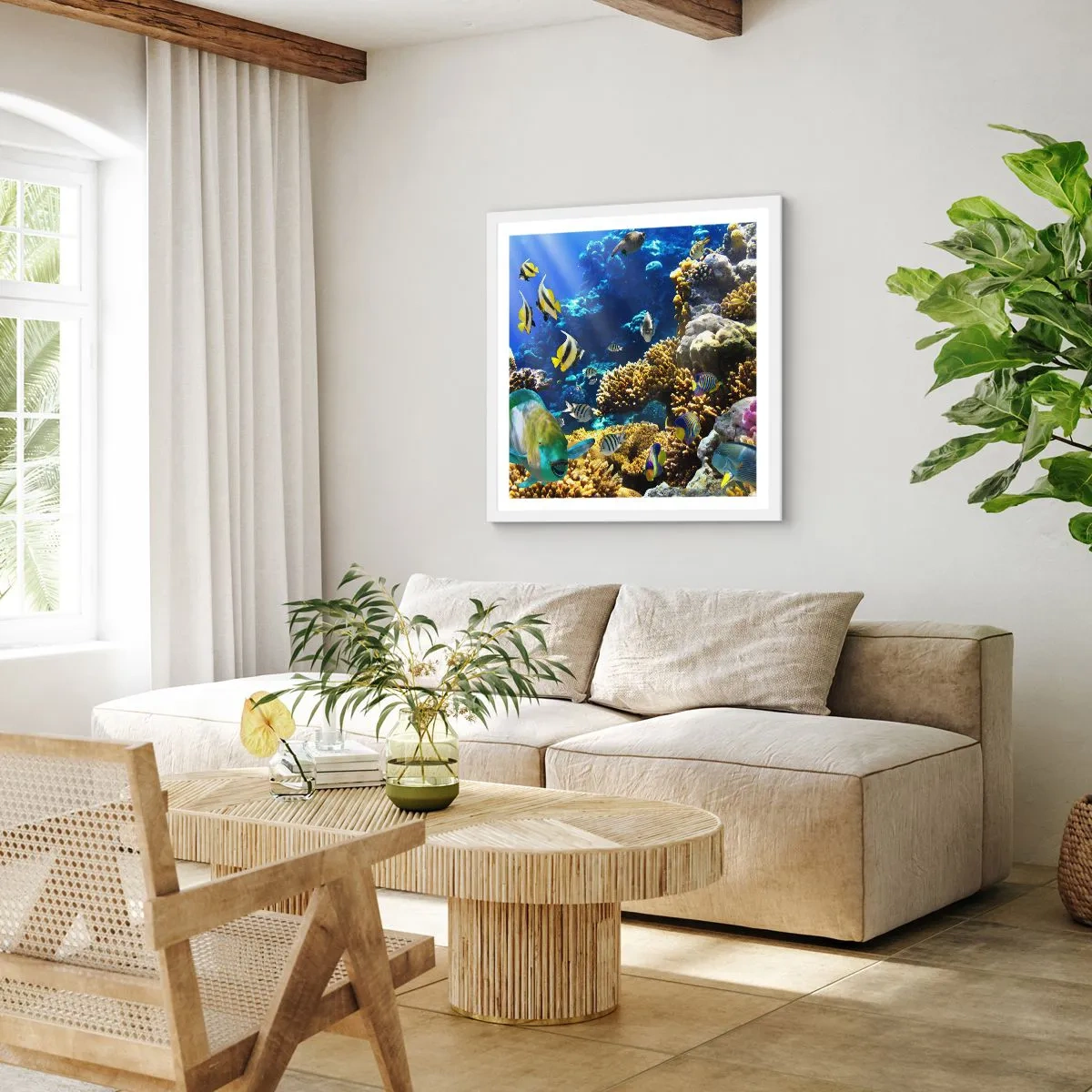 Plakat w białej ramie - Duży ruch na wakacyjnym szlaku - 30x30 cm