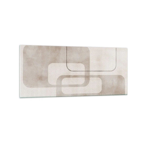 Obraz na szkle - Minimalistyczna kompozycja z prostokątami w beżowych odcieniach na subtelnym tle - 120x50cm - Geometryczna fuga - Nowoczesna dekoracja ścienna do salonu i sypialni ARTTOR
