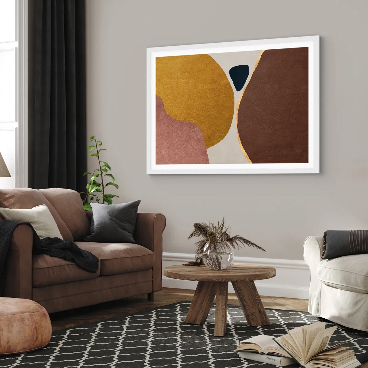 Plakat w białej ramie - Abstrakcja – miejsce w przestrzeni - 50x40 cm