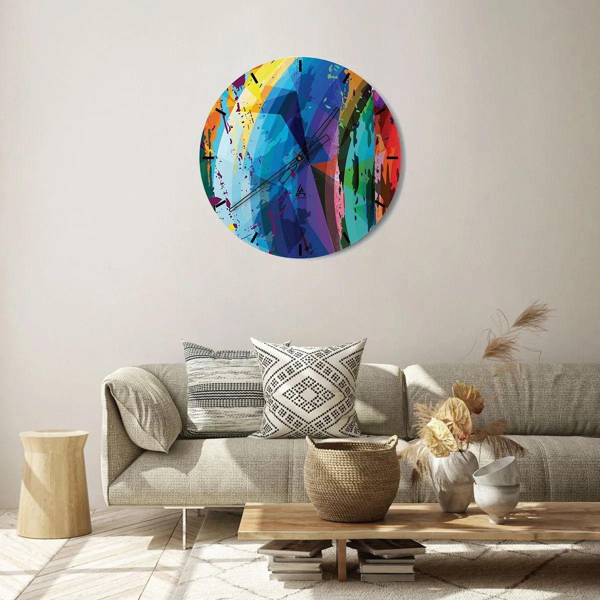 Zegar ścienny - Abstrakcyjne kolorowe wzory w intensywnych barwach - 30x30cm - Kolorowy zawrót głowy - Nowoczesna dekoracja ścienna do salonu, kuchni i sypialni ARTTOR