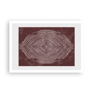 Plakat - Symetryczne fale w białych liniach na brązowym tle - 100x70cm - Przestrzeń mówi - Nowoczesna dekoracja ścienna do salonu i sypialni ARTTOR
