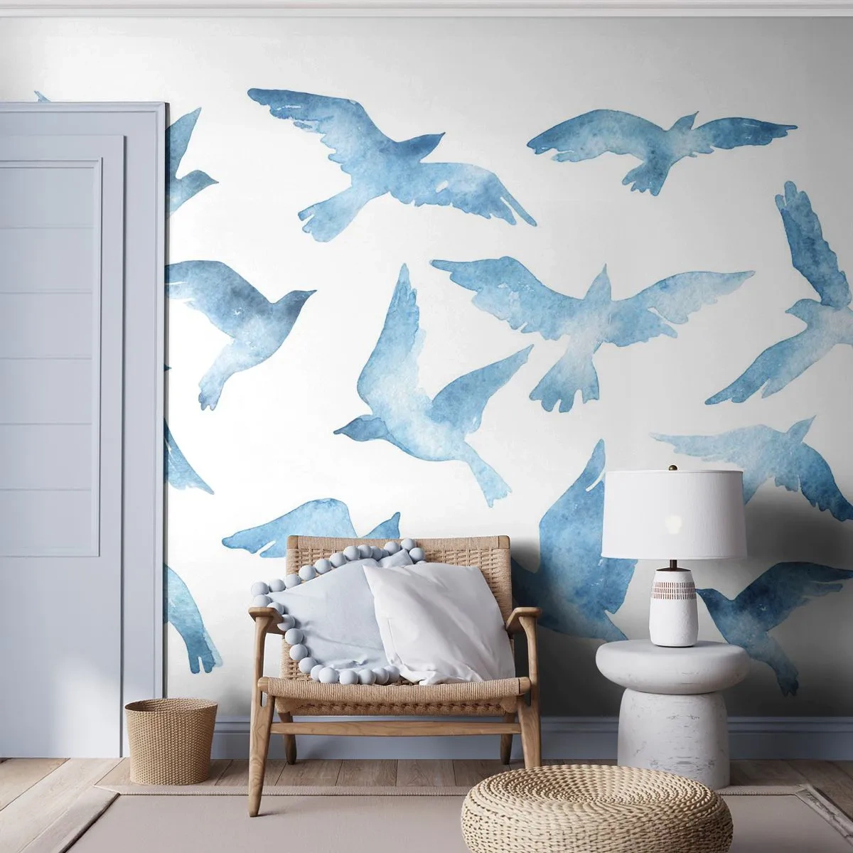 Fototapeta Premium Canvas - Ptacy niebiescy - Abstrakcja, Ptak, Grafika - 500x350 cm
