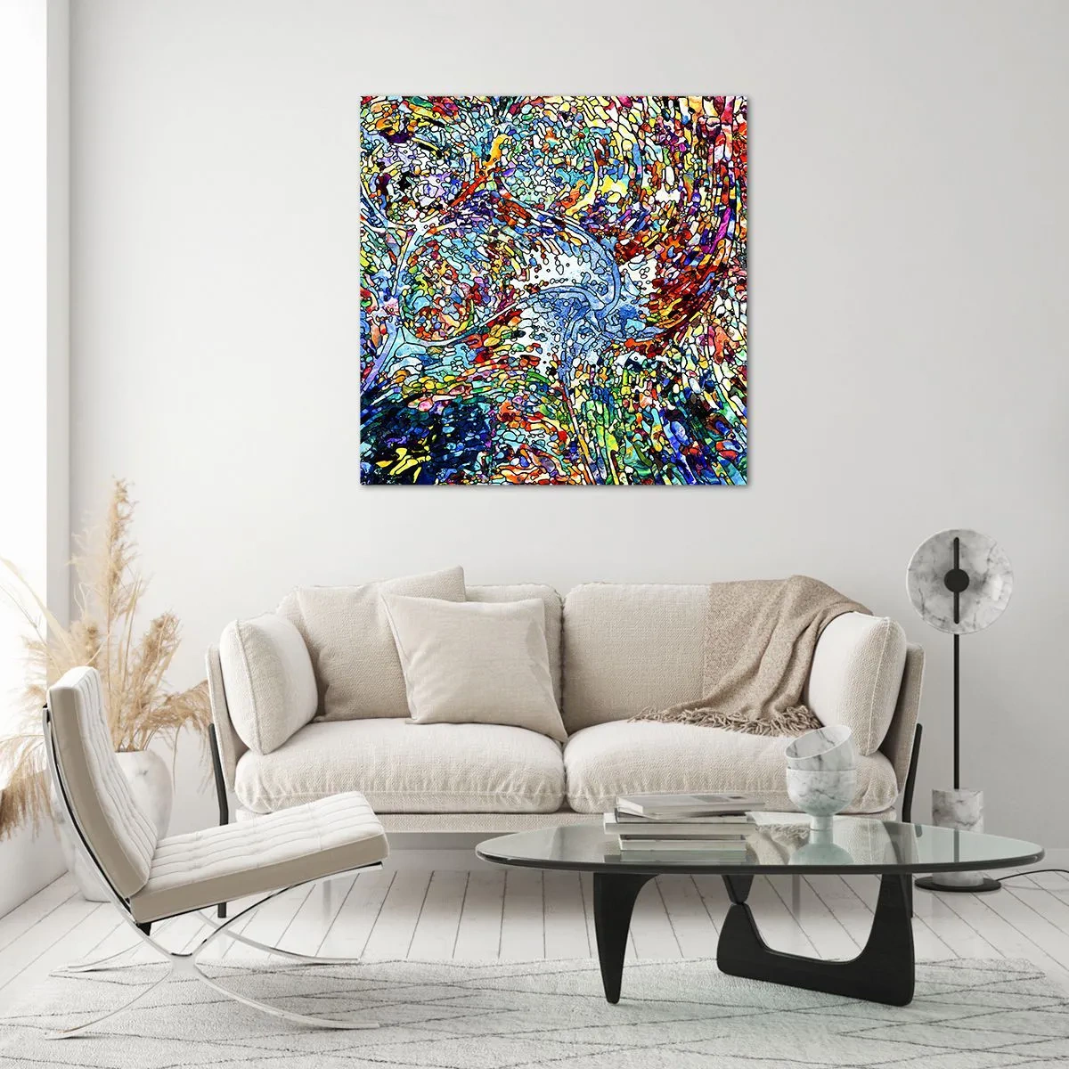 Obraz na szkle - Witraż kroplisty - 30x30 cm