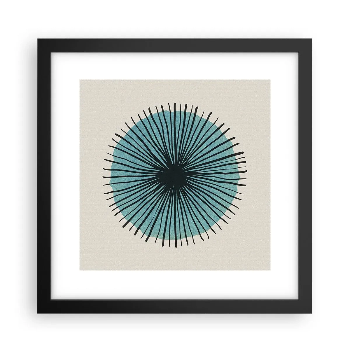 Plakat w czarnej ramie - Promieniście na błękicie - 30x30 cm
