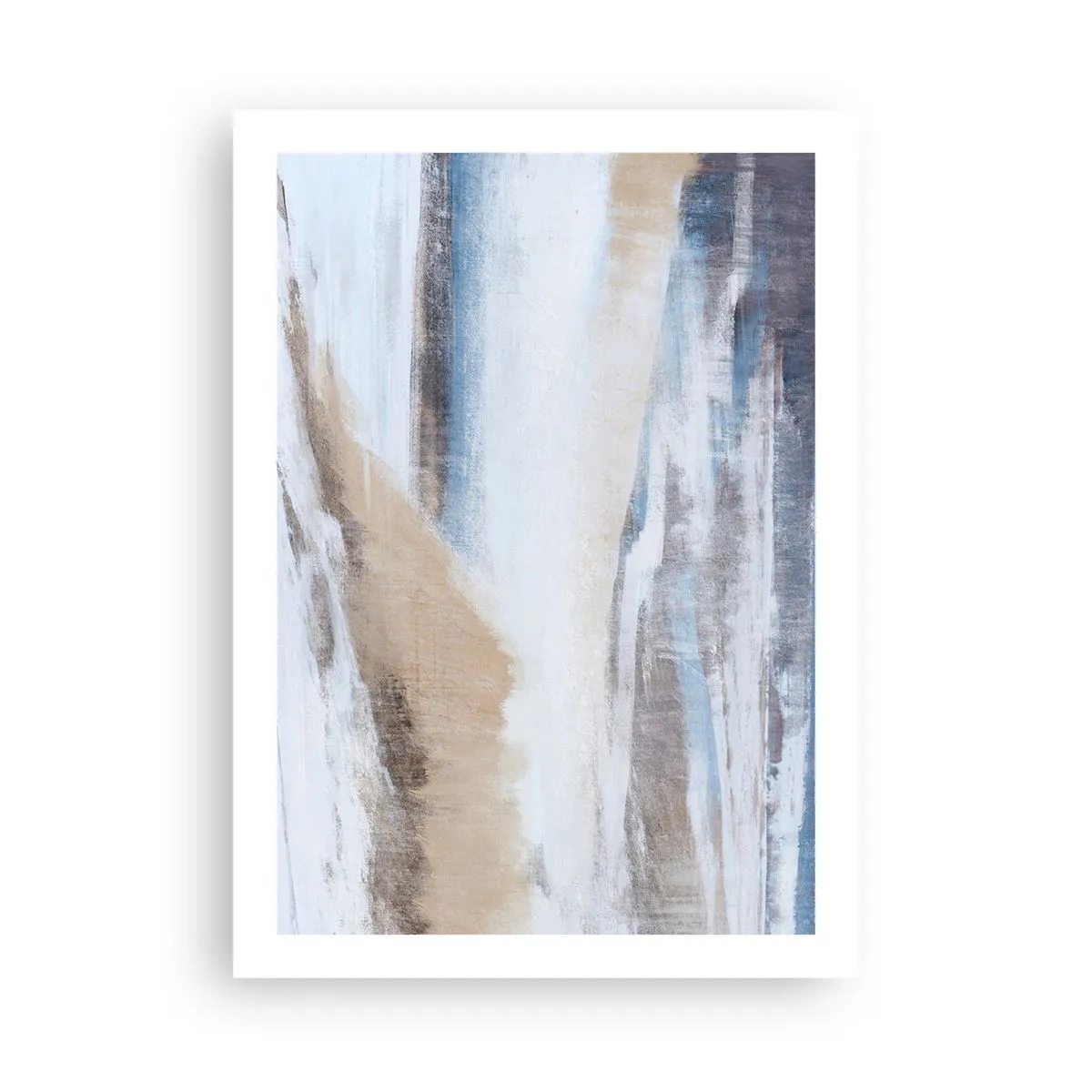 Plakat - Abstrakcyjna kompozycja w odcieniach błękitu i beżu - 50x70cm - Zimowa kompozycja - Nowoczesna dekoracja ścienna do salonu, kuchni i sypialni ARTTOR