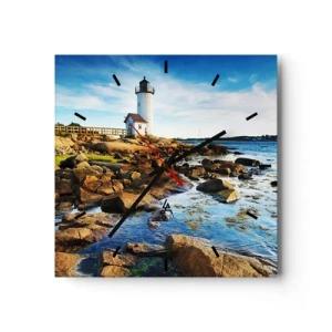 Zegar ścienny - Wracajcie szczęśliwie, czekam - 40x40 cm